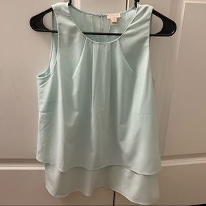 J. Crew—Aqua/Blue/Green Tiered Chiffon Tank Top F3805 with Button Back—Size 2